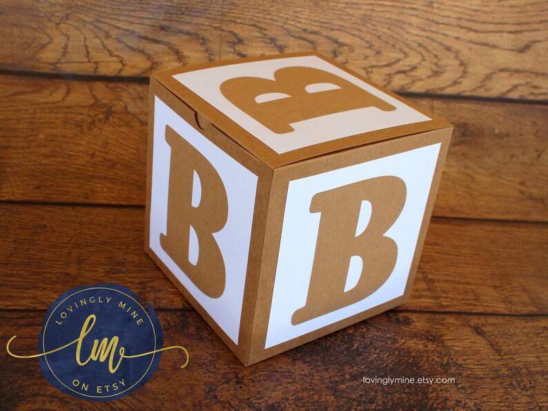 7 Inch Baby Block Decoration Boxes Rustic Natural Rural Kraft Etsy