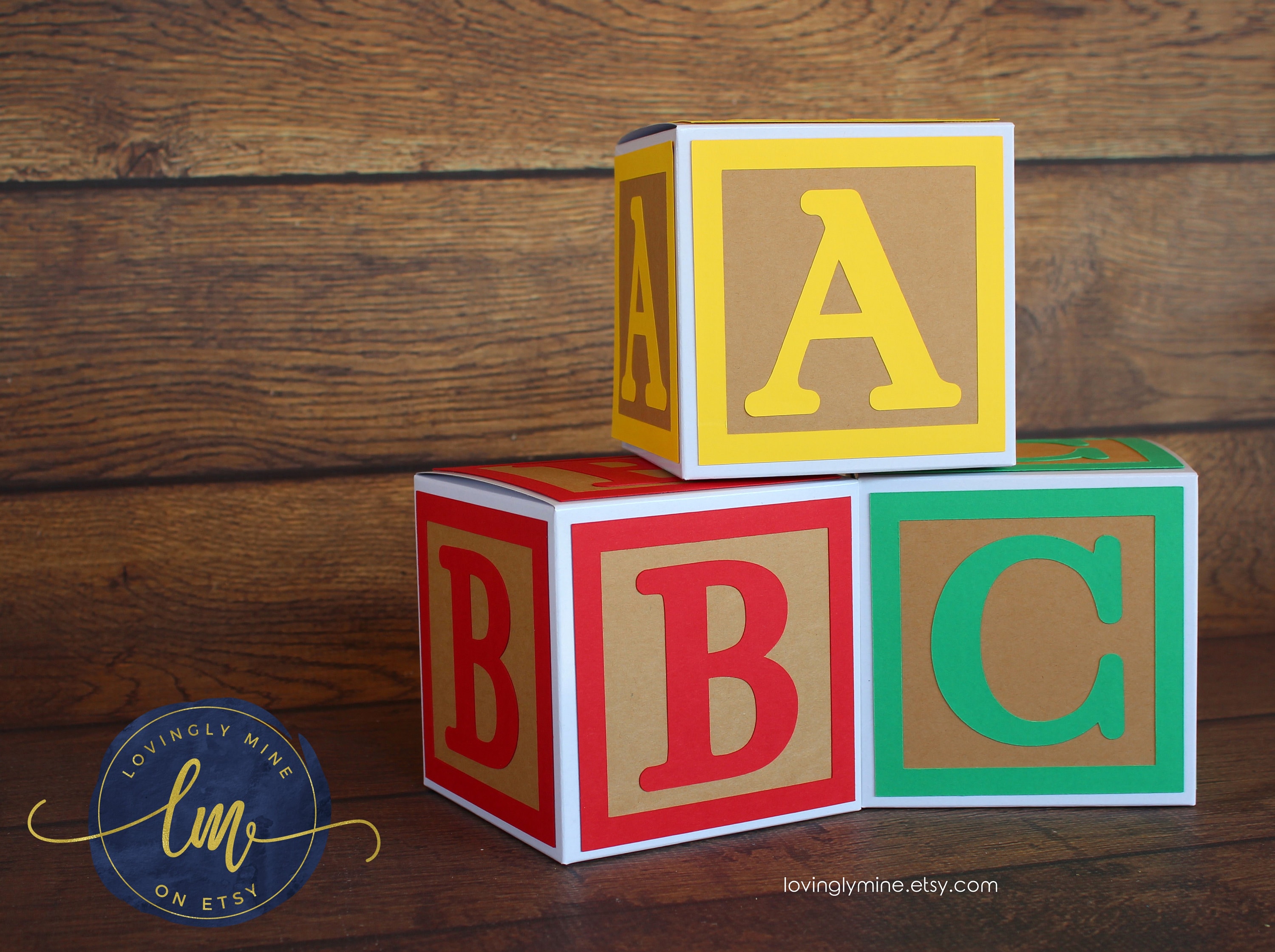 Custom Colour Wooden ABC Letter Blocks (Set of 3) / Alphabet Blocks /  Picture Blocks / Letter Blocks