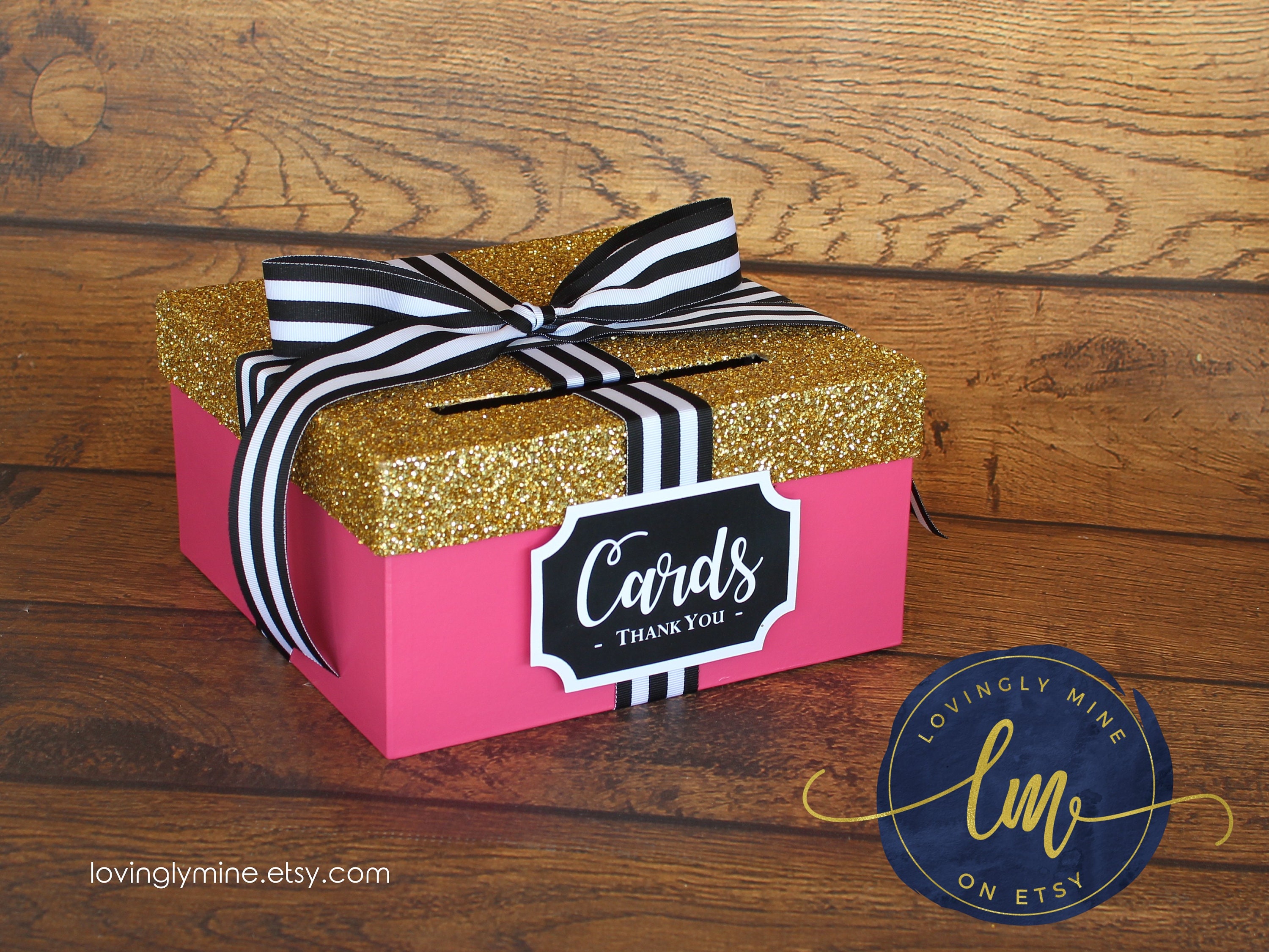 Card Holder Box Gift Money Box with Card Sign Hot Pink Etsy