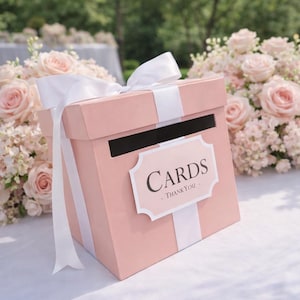 Card Box with Sign Blush Pink Mauve & White,  Gift Money Box for Any Event, Wedding, Bridal Shower, Birthday, Baby Shower, Graduation