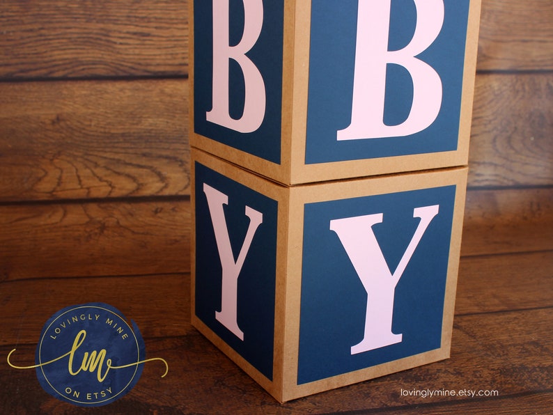 7 Inch Baby Block Decoration Boxes Rustic Natural Rural Kraft Etsy