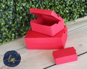 Ruby Red DIY Shoe Box Favors in Ruby Red 90lbs Cardstock - Available in Three Sizes, Assembly Required