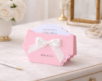 Diaper Invitations in Pink and White | Baby Girl Baby Shower Invitations | Baby & Co or Custom Printed
