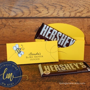 3D Bumble Bee Chocolate Bar Favor Boxes Custom Printed - Yellow, Black & White - Baby Shower, Gender Reveal, Birthday Party