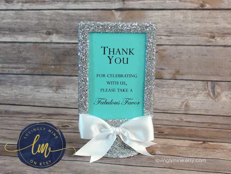 Light Teal Glitter Silver & Satin Ribbon 4x6 Frame Favor Etsy