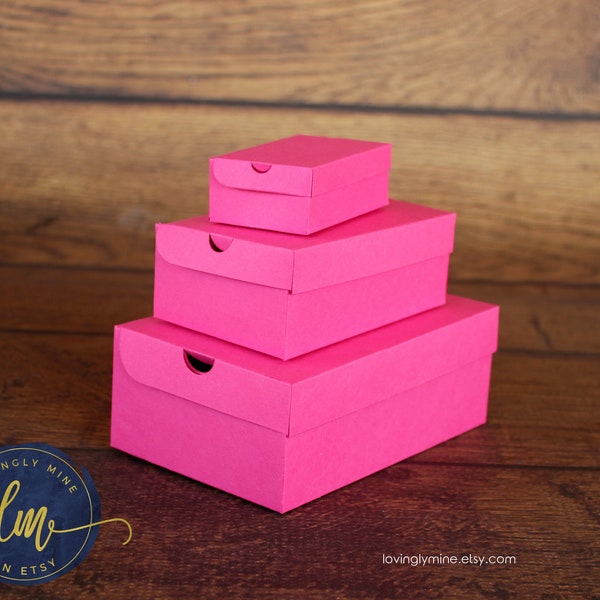 DIY Shoe Box Favors in Hot Pink 65lbs Cardstock - Available in Three Sizes, Assembly Required