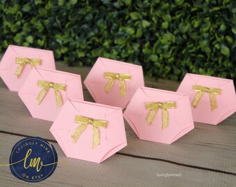 Dirty Diaper Game Baby Pink Diaper Pins - Gold or Silver Bows - Princess Baby Shower Game - Girl Baby Shower