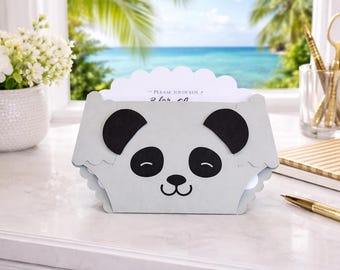 Panda Baby Shower Diaper Shaped Invitations, Custom Printed with 2D Like Panda Bear, It's A Boy Baby Shower Panda Bear