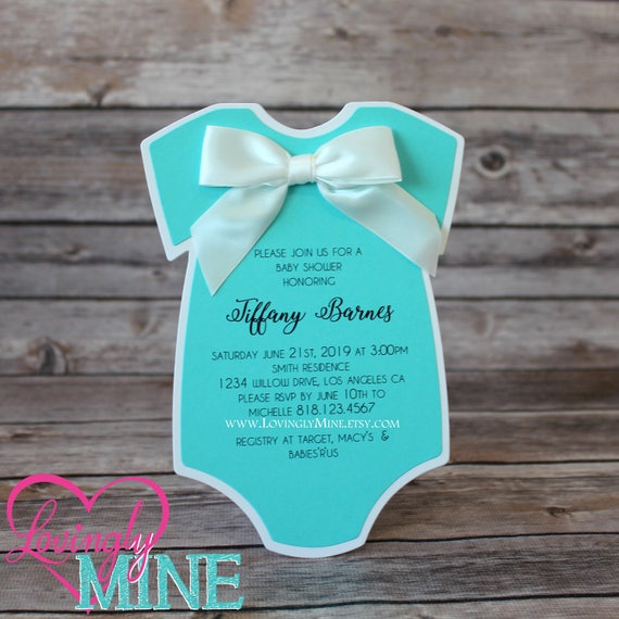 Aqua Baby Shower Invitations Set Of 10 One Piece Body Suit Etsy Ireland