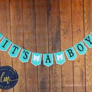 Custom Banners, Light Teal, Black and White Baby Shower Decor Bridal Shower Birthday Robin Egg Blue Aqua image 1