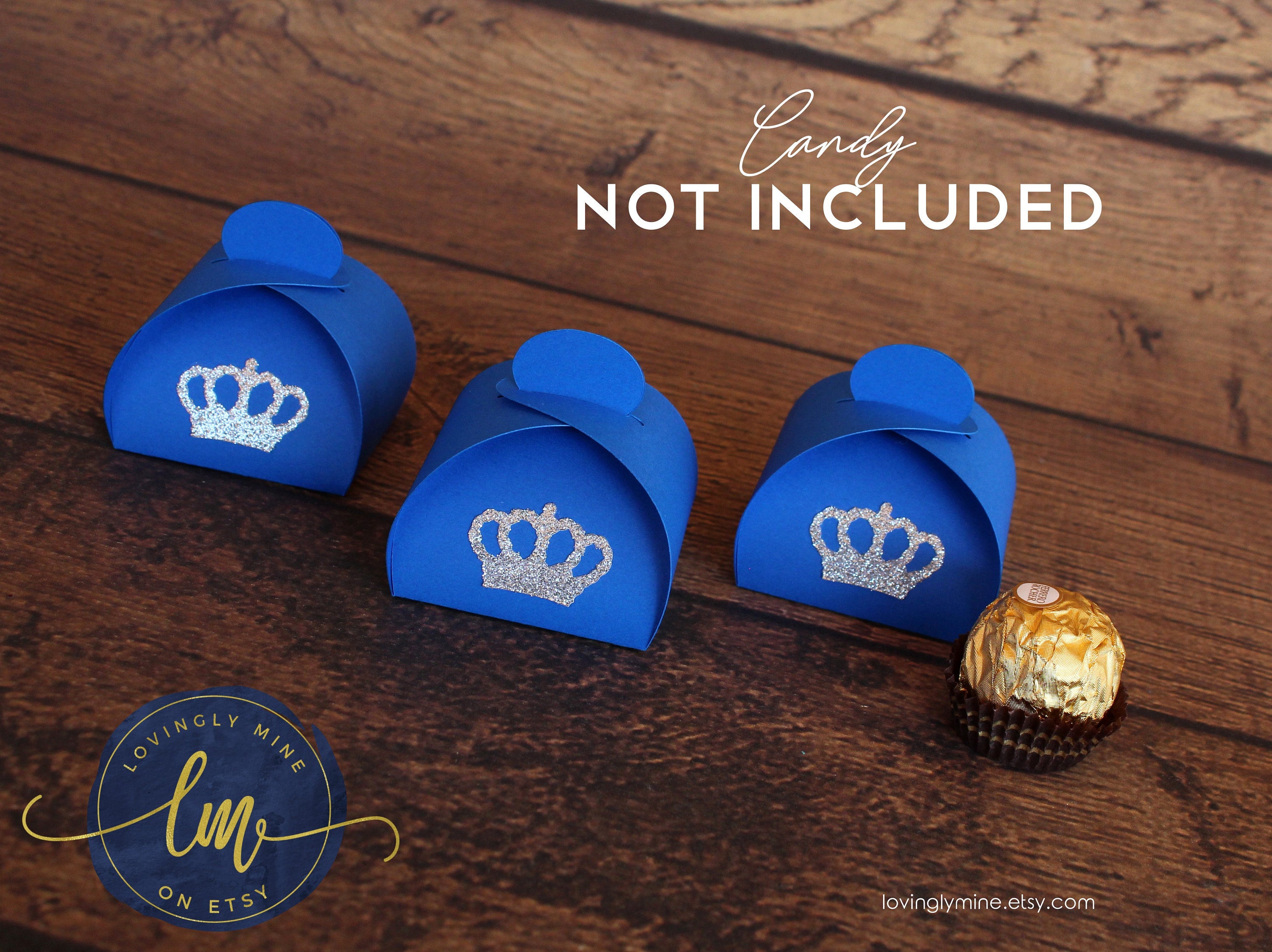 Royal Favor Treat Boxes in Royal Blue & Glitter Silver Etsy