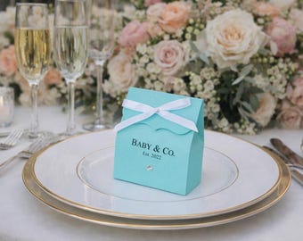 Light Teal Aqua Custom Favor Bags | Custom Printing,  Assembly Required, Baby & Co Bride Bridal Shower