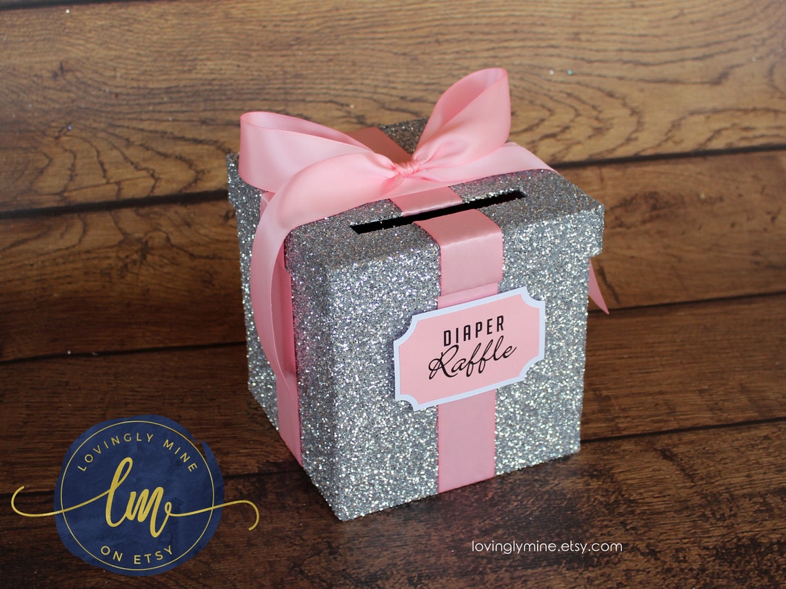 Mini Cards Box Size 7 X 7 X 7 Baby Pink Ribbon & Silver Etsy