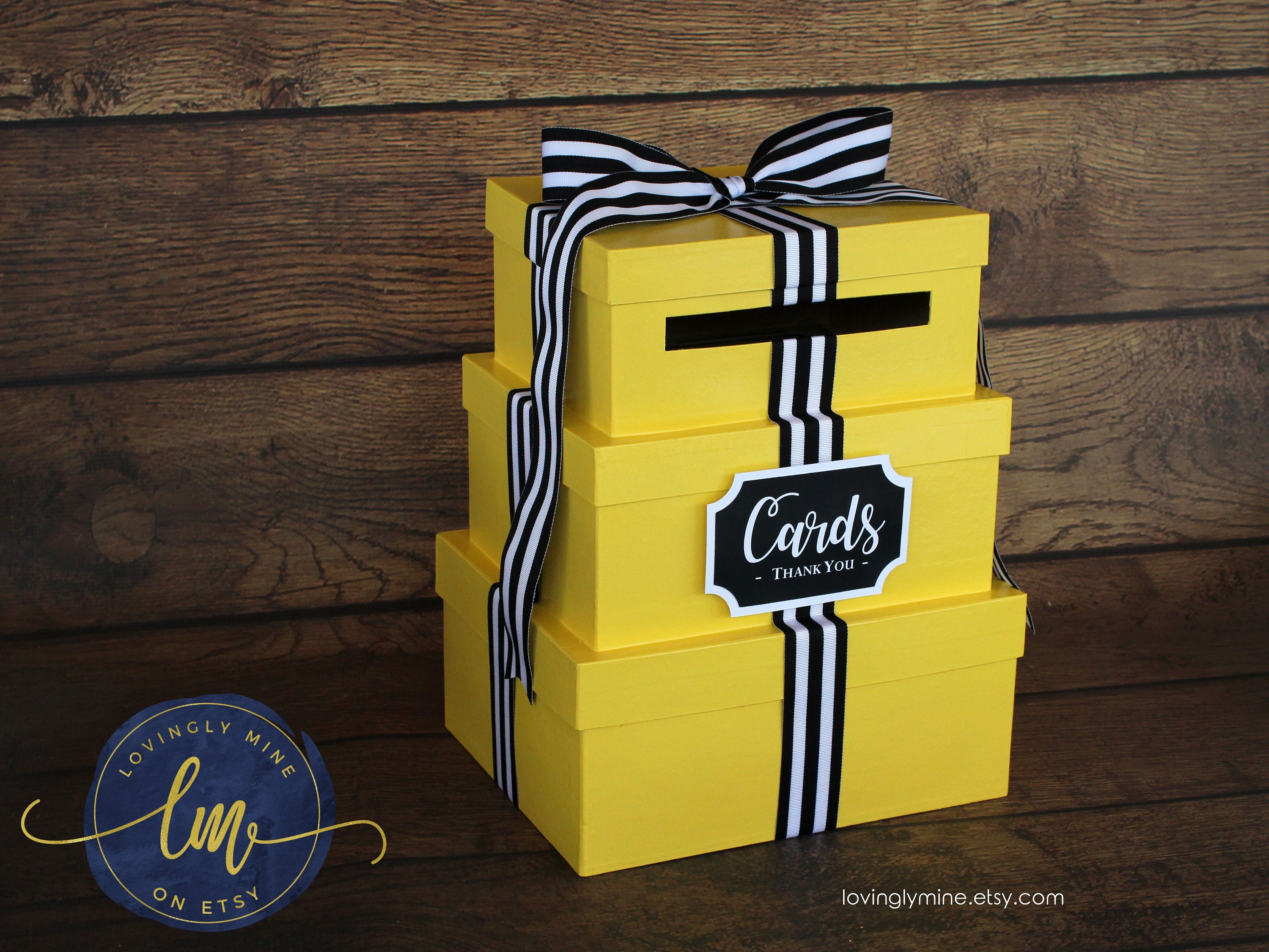 Card Holder 3 Tier Box Gift Money Box with Card Sign Yellow Etsy
