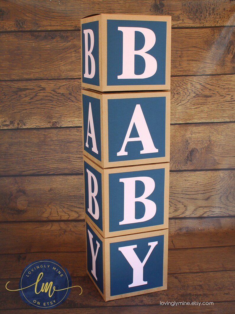 7 Inch Baby Block Decoration Boxes Rustic Natural Rural Kraft Etsy