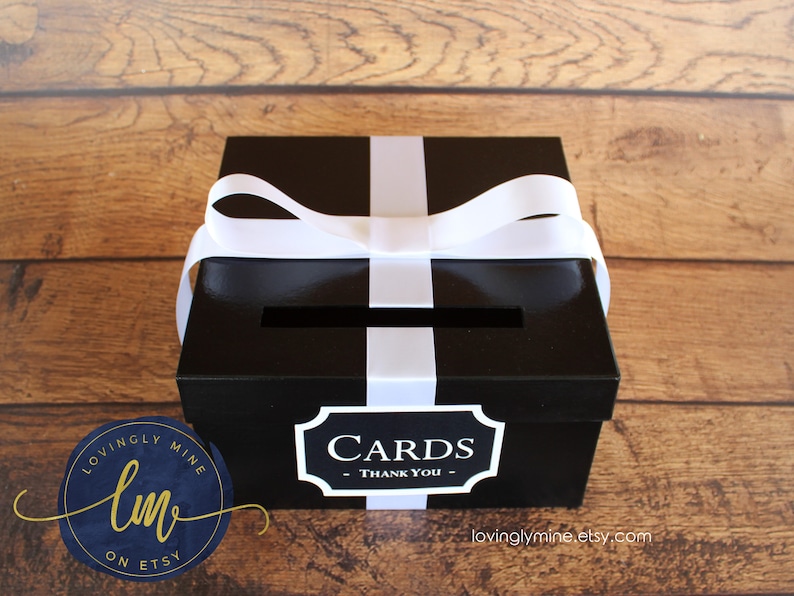 Card Holder Box with Sign in Black & White Gift Money Box Etsy