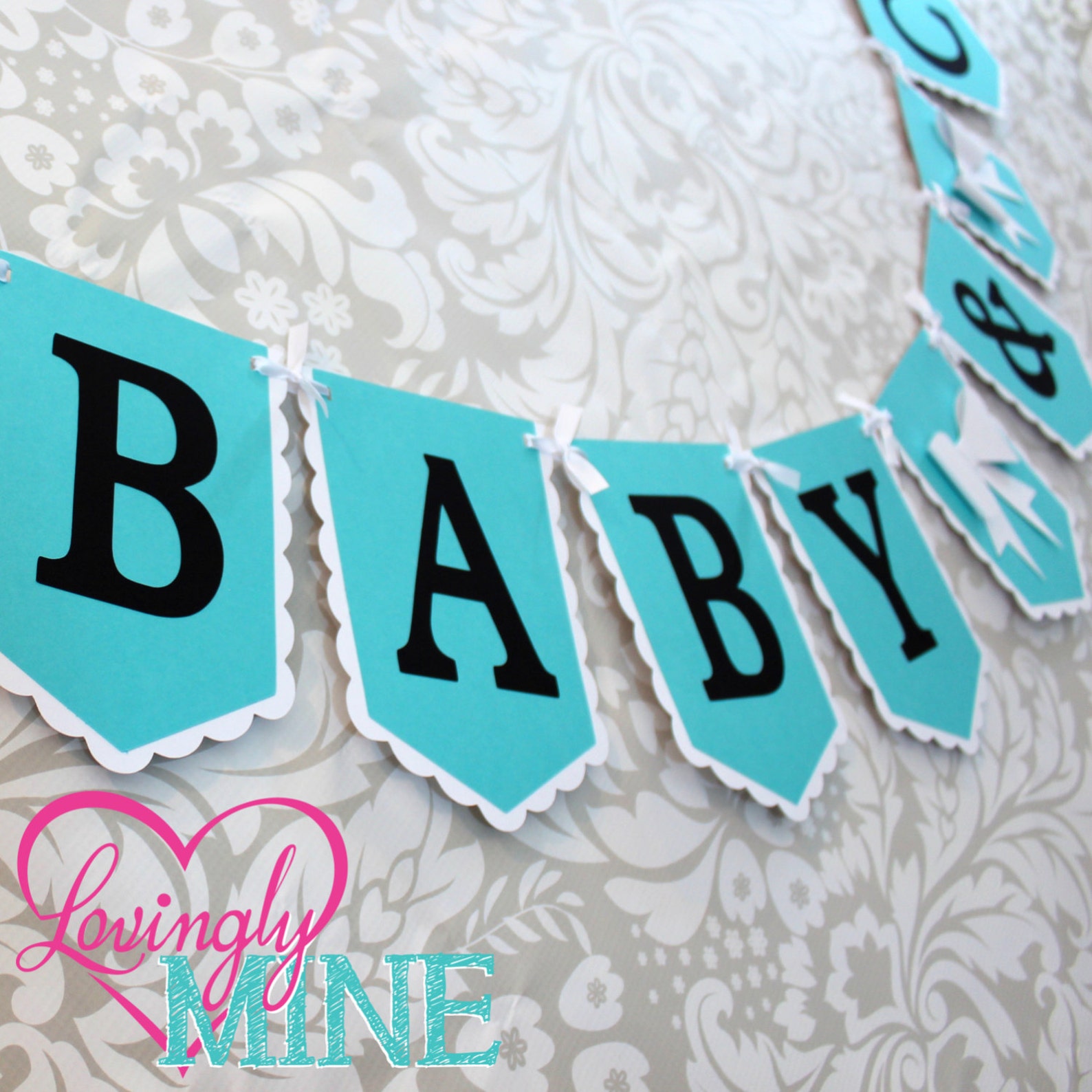 Deluxe Baby & Co Banner Sign in Light Teal Black and White Etsy