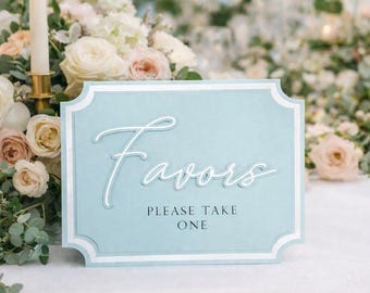 Favor Table Sign in Baby Blue and White, Additional Colors Available