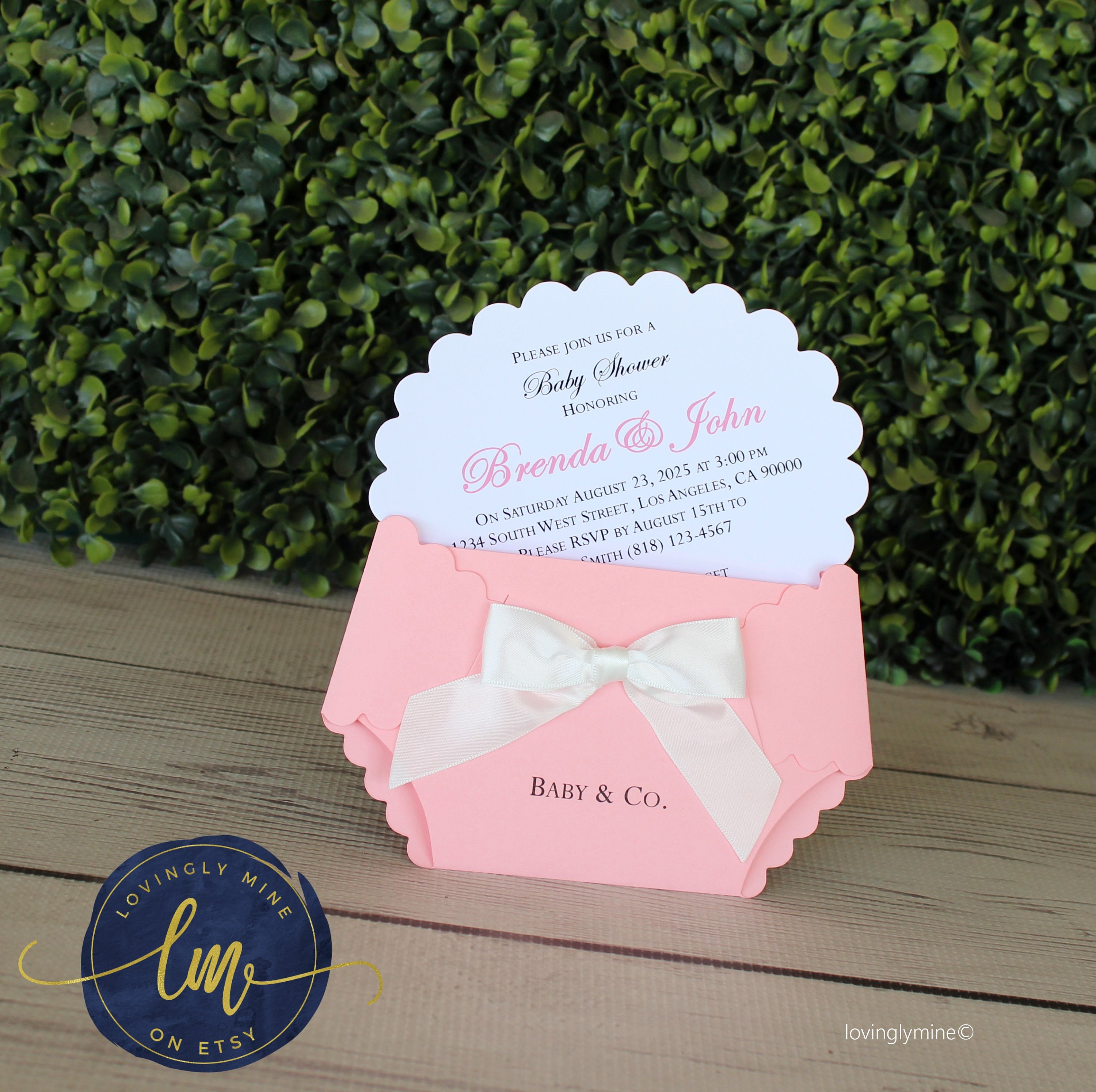 Invitaciones para pañales en rosa y blanco / Invitaciones para baby shower  de niña / Baby \u0026 Co o impresas personalizadas - Etsy México, image size:3000x2990