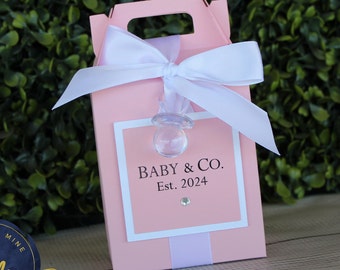 12 Gable Box Favors in Baby Pink & White | Designer Inspired |  Assembly Required