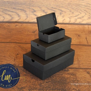 Black DIY Shoe Box Favors in Black 65lbs Cardstock - Available in Three Sizes, Assembly Required