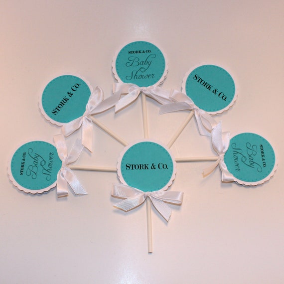 Items similar to Deluxe Double Sided Cupcake Toppers Tiffany & Co