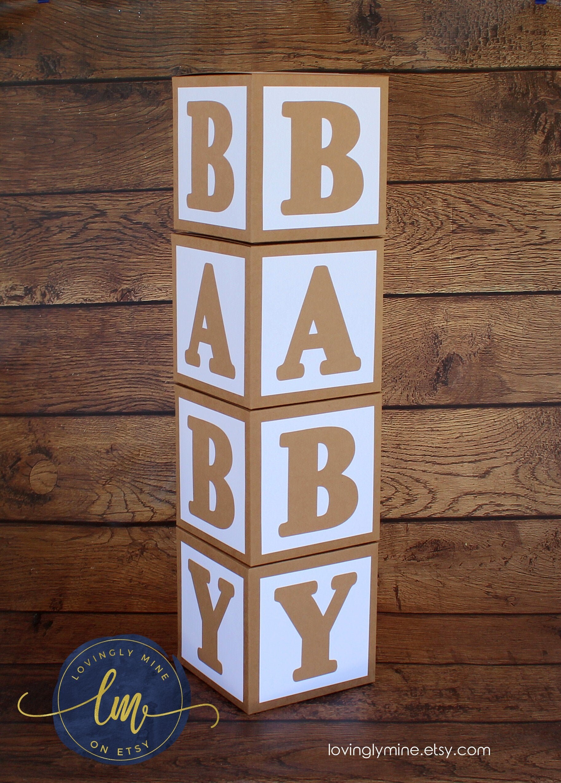 7 Inch Baby Block Decoration Boxes Rustic Natural Rural Kraft Etsy