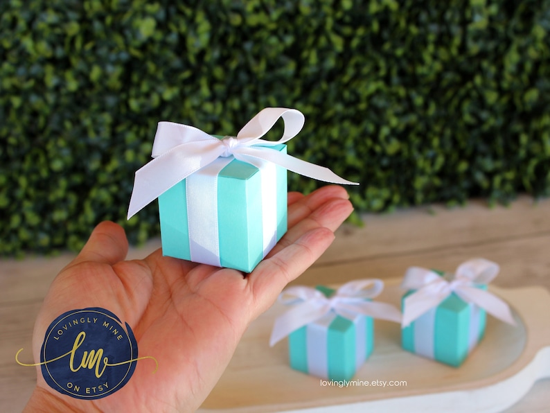Small Favor Boxes With White Satin Ribbon Set of 12 Light Etsy