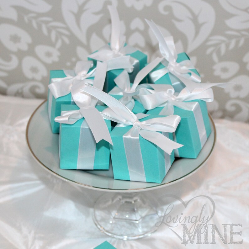 Small Favor Boxes With White Satin Ribbon Set of 12 Light Etsy