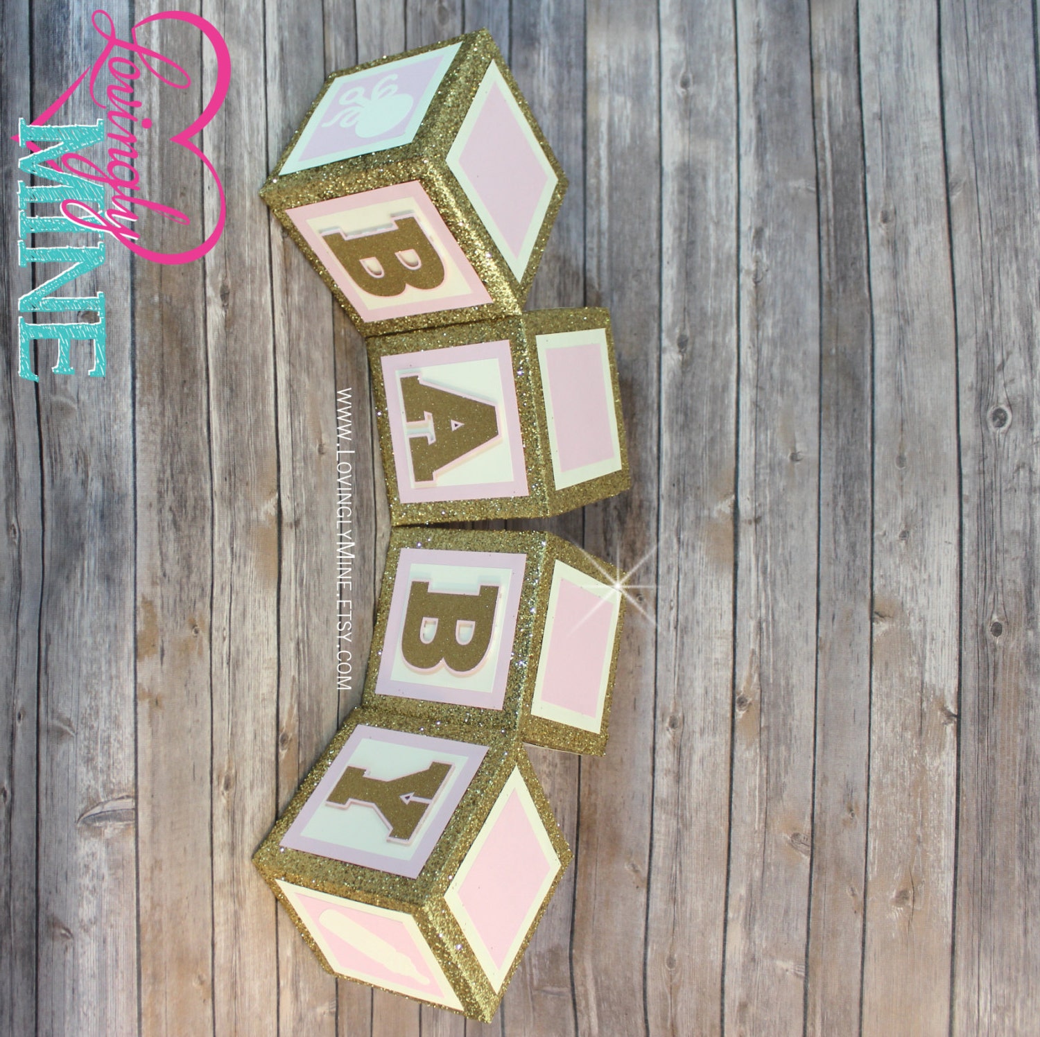 6 inch Baby Block Decoration Over 2 Feet Tall Glitter