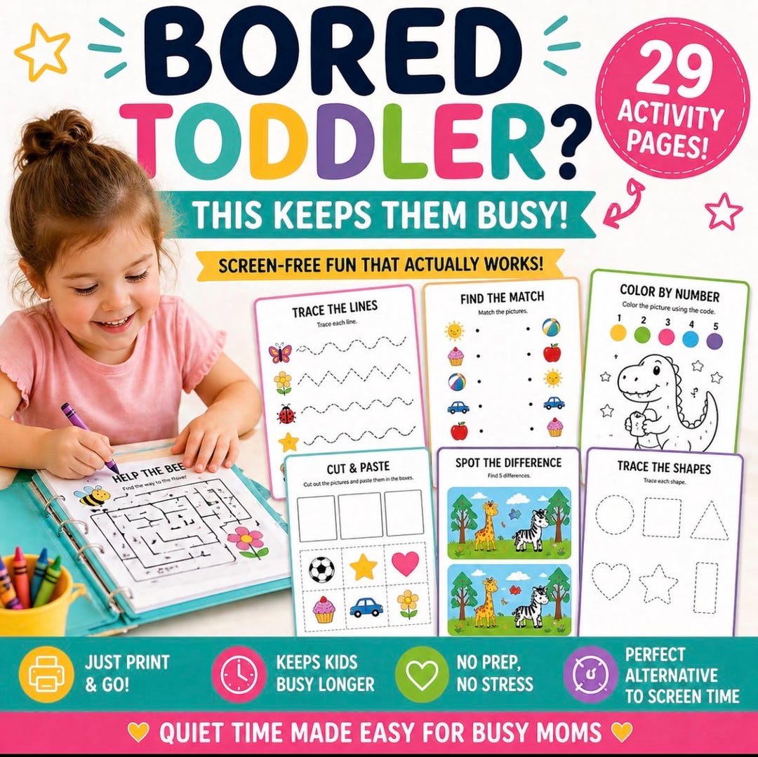 Bored Toddler Activity Binder | Keep Kids Busy Printable Ages 3-5 | 29 ...
