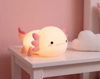 Rechargeable Axolotl Night Light | Kawaii Silicone Lamp, Baby Nursery Decor