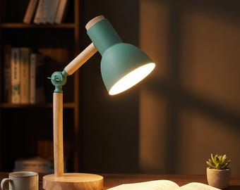 Adjustable Scandinavian Wooden Desk Lamp | Nordic Japandi Style Reading Light