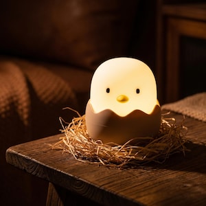 Rechargeable Chick Night Light | Silicone Eggshell Nursery Lamp (Touch Dimmer)