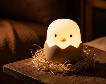 Rechargeable Chick Night Light | Silicone Eggshell Nursery Lamp (Touch Dimmer)