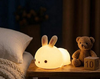 Rechargeable Silicone Bunny Night Light | RGB Touch Lamp, Nursery Decor (USB)