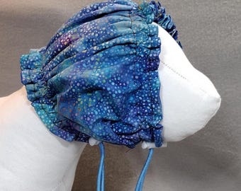 Small Water-resistant Dog Ear Protection, Blue Bubbles, grooming cap, dog snood.