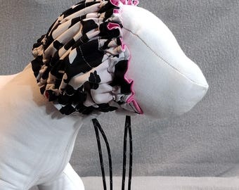 SMALL Water-resistant dog bath cap in Cow print, dog grooming tool, dog bath cap, puppy grooming, dog ear protection.