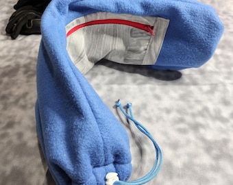 Blue Fleece Motorcycle Helmet Visor Sock: Shield Protector with Pocket