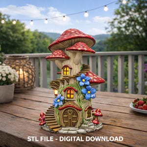 Enchanted Mushroom Tower STL File 3D Printable Fantasy Fairy House