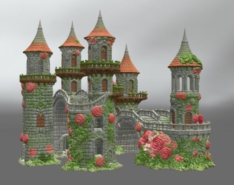 Turret And Roses Enchanted Rose Castle Bridge Cottage STL File for 3D Printing - Etsy