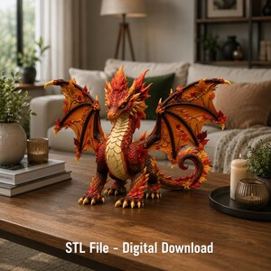 Herbstlicher Ember Dragon STL File für 3D Druck
