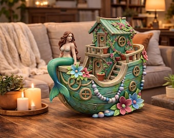 Mermaid Boat House STL File 3D Printable Fantasy Mermaid Scene