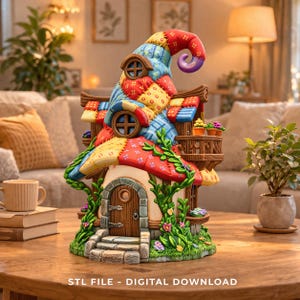 Patchwork Wizard Cottage STL File 3D Print