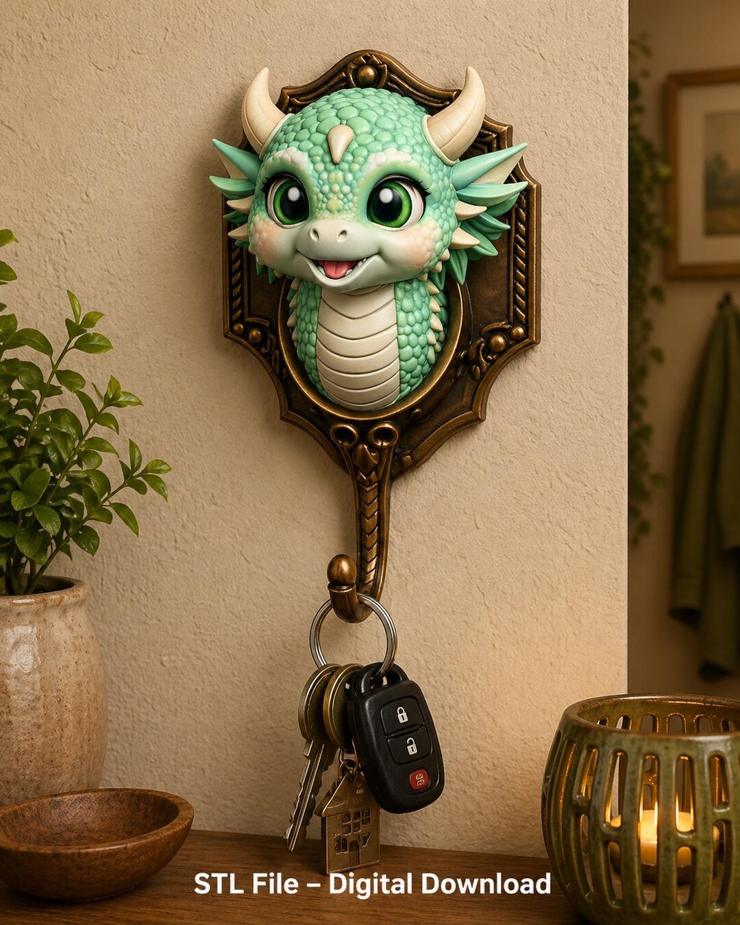Dragon Wall Hook STL File: Fantasy Key Organizer (digital Download) - Etsy