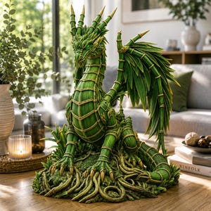 Archivo STL del Dragón de Bambú Esmeralda para 3D