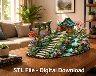 Japanese Sakura Shrine Garden STL File for 3D Print