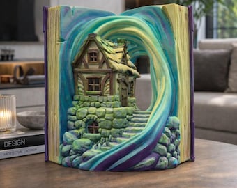 Fantasy Book Nook Cottage STL File 3D Printable Bookend Diorama