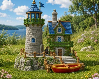 Coastal Lighthouse Cottage STL File for 3D Print