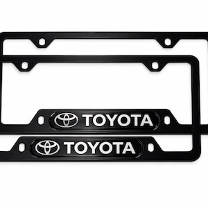Cadres de plaque d'immatriculation Toyota (Ensemble de 2), métal noir mat | Ajustement universel